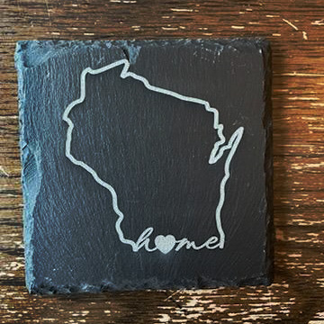 Image of a rock coaster with the state of wisconsin engraved into it